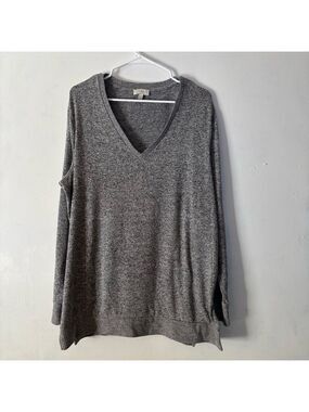 Lucky Brand Heathered Gray Oversized Comfy Loungewear Knit Top XL